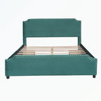 Cama de plataforma tapizada gris/verde/azul/beige con cajones de almacenamiento, para 2 personas