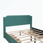 Cama de plataforma tapizada gris/verde/azul/beige con cajones de almacenamiento, para 2 personas