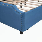 Cama de plataforma tapizada gris/verde/azul/beige con cajones de almacenamiento, para 2 personas