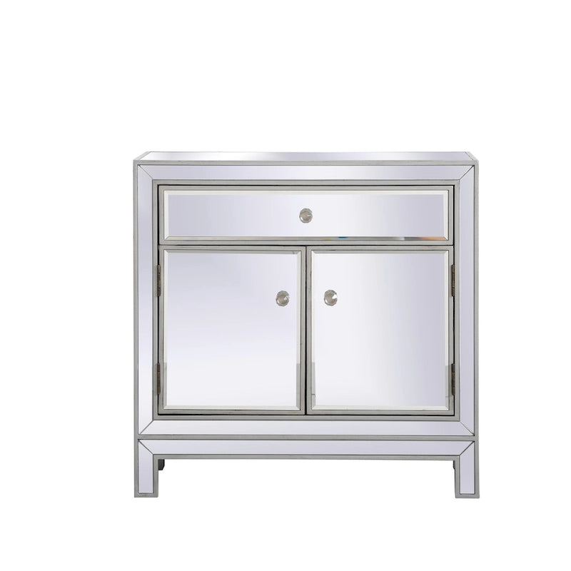 Armario de almacenamiento con espejo plateado/dorado con pomos de cristal, 3 puertas 1 cajón, Individual