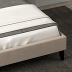 Estructura de cama tapizada con alas de terciopelo beige/gris/negro, con botones, tamaño matrimonial, para 2 personas