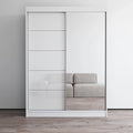 Armario de 2 puertas con espejo, lacado de alto brillo (blanco/negro/gris/wengué)