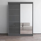 Armario de 2 puertas con espejo, lacado de alto brillo (blanco/negro/gris/wengué)