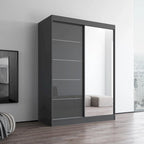 Armario de 2 puertas con espejo, lacado de alto brillo (blanco/negro/gris/wengué)