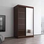 Armario de 2 puertas con espejo, lacado de alto brillo (blanco/negro/gris/wengué)