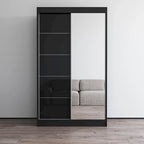 Armario de 2 puertas con espejo, lacado de alto brillo (blanco/negro/gris/wengué)
