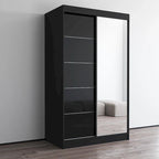 Armario de 2 puertas con espejo, lacado de alto brillo (blanco/negro/gris/wengué)