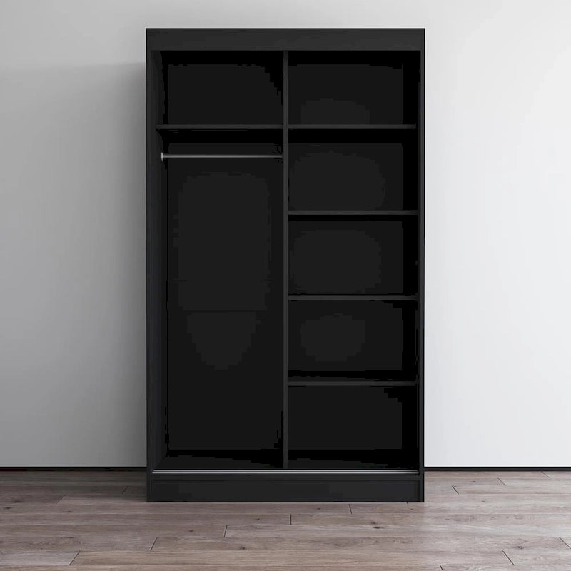 Armario de 2 puertas con espejo, lacado de alto brillo (blanco/negro/gris/wengué)