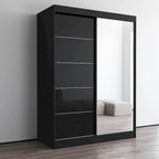 Armario de 2 puertas con espejo, lacado de alto brillo (blanco/negro/gris/wengué)