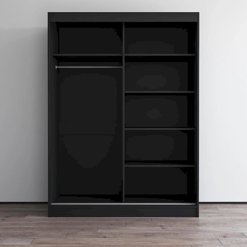 Armario de 2 puertas con espejo, lacado de alto brillo (blanco/negro/gris/wengué)
