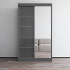 Armario de 2 puertas con espejo, lacado de alto brillo (blanco/negro/gris/wengué)