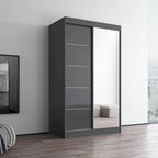 Armario de 2 puertas con espejo, lacado de alto brillo (blanco/negro/gris/wengué)