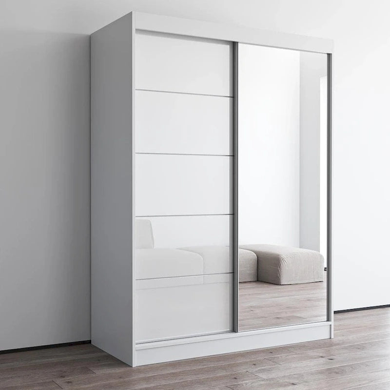 Armario de 2 puertas con espejo, lacado de alto brillo (blanco/negro/gris/wengué)
