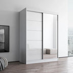 Armario de 2 puertas con espejo, lacado de alto brillo (blanco/negro/gris/wengué)