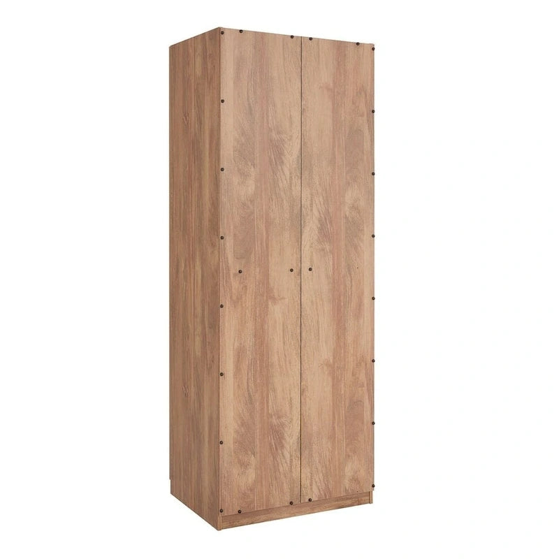 Armario Modular Exento de 3 Piezas Rústico Gris / Blanco / Marrón Dorado, 1 Persona