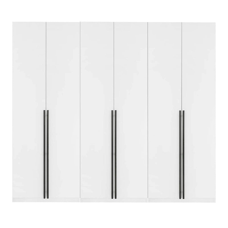 Armario Modular Exento de 3 Piezas Rústico Gris / Blanco / Marrón Dorado, 1 Persona