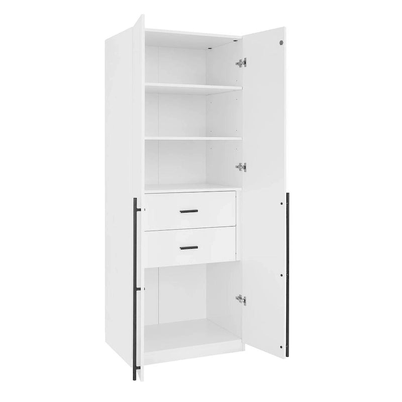 Armario Modular Exento de 3 Piezas Rústico Gris / Blanco / Marrón Dorado, 1 Persona