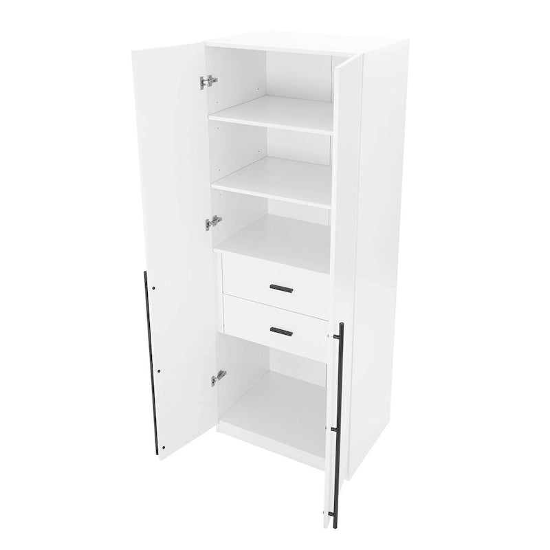 Armario Modular Exento de 3 Piezas Rústico Gris / Blanco / Marrón Dorado, 1 Persona