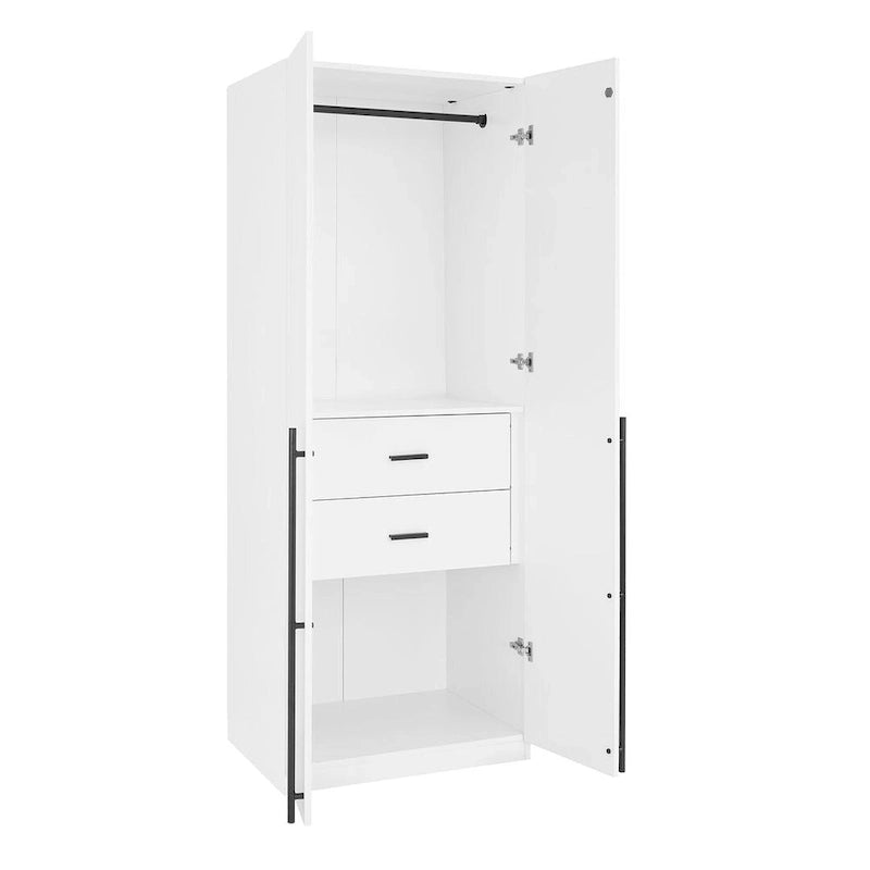 Armario Modular Exento de 3 Piezas Rústico Gris / Blanco / Marrón Dorado, 1 Persona