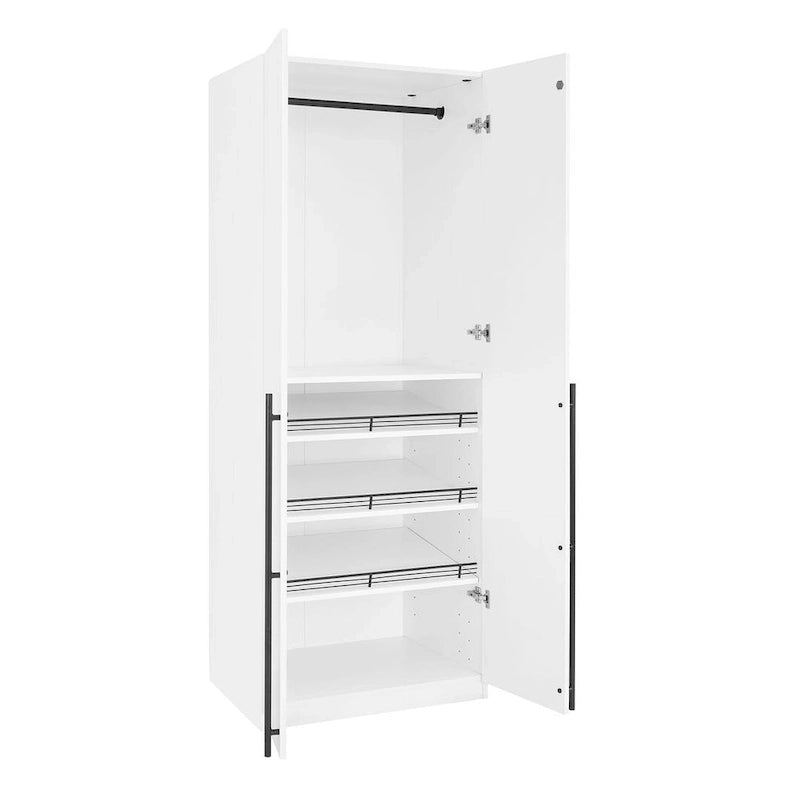 Armario Modular Exento de 3 Piezas Rústico Gris / Blanco / Marrón Dorado, 1 Persona