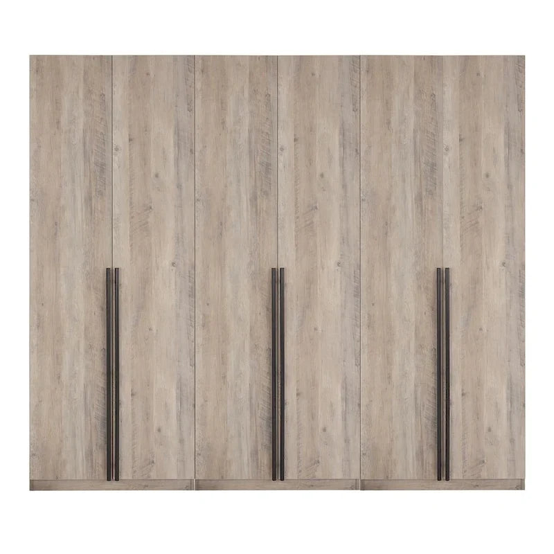 Armario Modular Exento de 3 Piezas Rústico Gris / Blanco / Marrón Dorado, 1 Persona