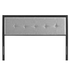 Cabecero king size de tela gris claro con botones capitoné, 1 persona