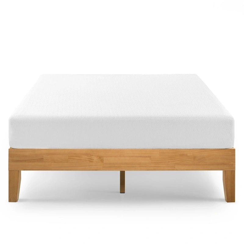 Cama de plataforma de perfil bajo de 14" de pino natural – Individual/Matrimonial/Queen/King, 1-2 personas