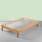 Cama de plataforma de perfil bajo de 14" de pino natural – Individual/Matrimonial/Queen/King, 1-2 personas