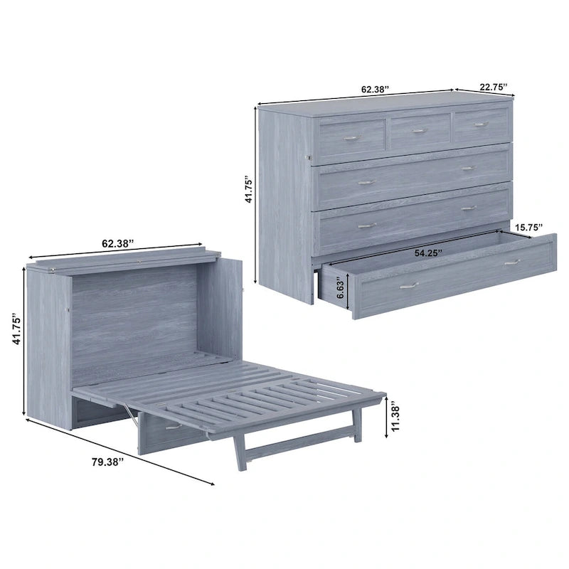 Cofre con colchón Driftwood Queen Murphy Bed – 1 persona