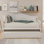 Cama de día individual de madera blanca / gris / espresso con cama nido – Capacidad para 2 personas