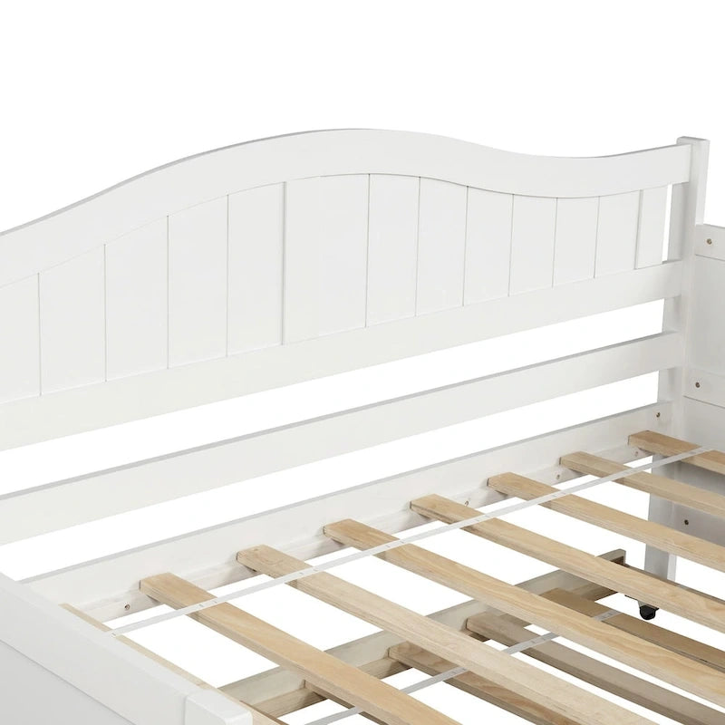 Cama de día individual de madera blanca / gris / espresso con cama nido – Capacidad para 2 personas