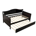 Cama de día individual de madera blanca / gris / espresso con cama nido – Capacidad para 2 personas