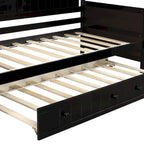 Cama de día individual de madera blanca / gris / espresso con cama nido – Capacidad para 2 personas