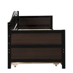 Cama de día individual de madera blanca / gris / espresso con cama nido – Capacidad para 2 personas