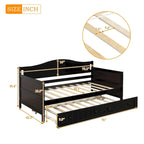Cama de día individual de madera blanca / gris / espresso con cama nido – Capacidad para 2 personas