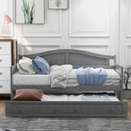 Cama de día individual de madera blanca / gris / espresso con cama nido – Capacidad para 2 personas