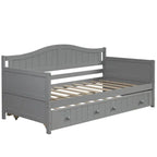 Cama de día individual de madera blanca / gris / espresso con cama nido – Capacidad para 2 personas