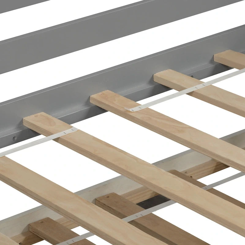 Cama de día individual de madera blanca / gris / espresso con cama nido – Capacidad para 2 personas