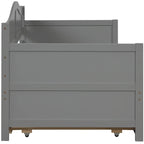 Cama de día individual de madera blanca / gris / espresso con cama nido – Capacidad para 2 personas