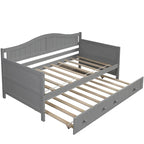 Cama de día individual de madera blanca / gris / espresso con cama nido – Capacidad para 2 personas
