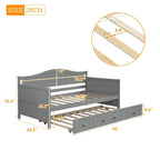Cama de día individual de madera blanca / gris / espresso con cama nido – Capacidad para 2 personas
