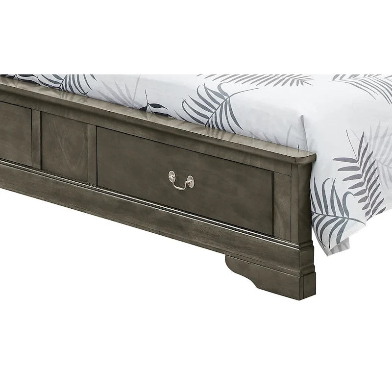 Cama panel tradicional king con almacenaje, cerezo/blanco/negro/gris/capuchino – Para 2