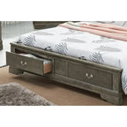 Cama panel tradicional king con almacenaje, cerezo/blanco/negro/gris/capuchino – Para 2
