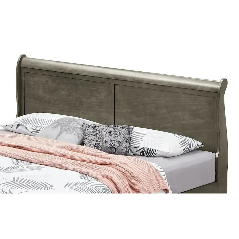 Cama panel tradicional king con almacenaje, cerezo/blanco/negro/gris/capuchino – Para 2