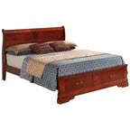 Cama panel tradicional king con almacenaje, cerezo/blanco/negro/gris/capuchino – Para 2