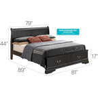 Cama panel tradicional king con almacenaje, cerezo/blanco/negro/gris/capuchino – Para 2