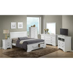 Cama panel tradicional king con almacenaje, cerezo/blanco/negro/gris/capuchino – Para 2