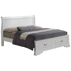 Cama panel tradicional king con almacenaje, cerezo/blanco/negro/gris/capuchino – Para 2