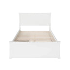 Cama de Plataforma Blanca con Cabecera y Piecera de Panel Completo y 2 Cajones de Almacenamiento – Matrimonial (1–2 Plazas)