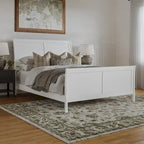 Cama de plataforma tipo trineo blanca/nogal con pie de cama – Full y Queen, 2 personas
